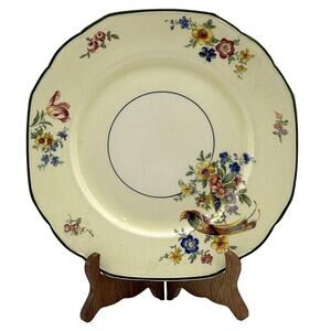 The Welbeck Windsor Ivory Floral Bird Green Trim Plate by WH Grindley & Co 9.5"